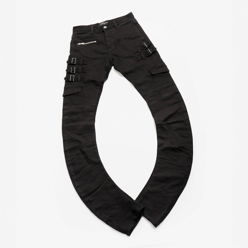 AKINGS Black Omari Stacked Jeans